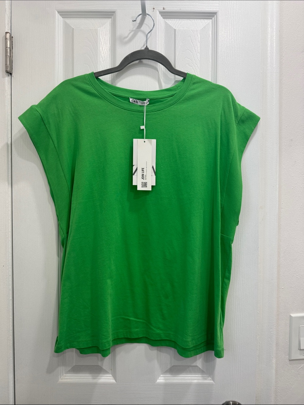 Zara Bright Green Cap Sleeve Top
